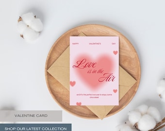 Valentine Card Printable Love Quote | Pink Gradient Greeting Card | Romantic Valentine's Day Card Digital Download