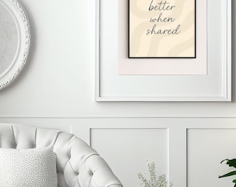 Dromen zijn mooier als ze gedeeld worden, neutrale Japanse slaapkamermuurkunst, printbaar cadeau voor koppels, citaatdecoratie, digitaal kerstcadeau