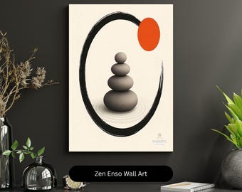Zen Enso Wall Art, Hand-Brushed Enso Circle Wall Art, Japanese Zen Meditation Decor, Mindfulness Yoga Studio Art, Spiritual Minimalist Print