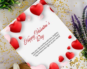 Happy Valentine's Day greeting card, 3D Hearts Design, Romantic Social Media Post, Valentine Graphics, couple gift, gift for her