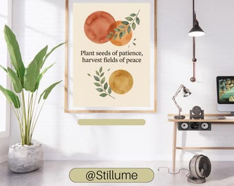Boho Quote PrinQuotet, Patience Wall Art, Peace Quote Poster, Quote Art, Inspirational Print, Digital Download, Calm Wall Art, Printable