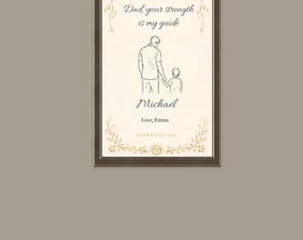 Gepersonaliseerde Vaderdagprint, muurdecoratie voor papa op maat, cadeau voor papa van de kinderen, print met familienaam, eerste Vaderdagcadeau, minimalistisch