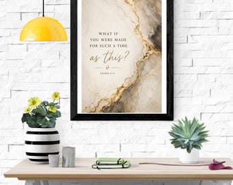 Esther 4:14 Scripture Wall Art, Gold Marble Bible Verse Print, Christian Home Decor, Such A Time As This, Faith Quote, Digital Download