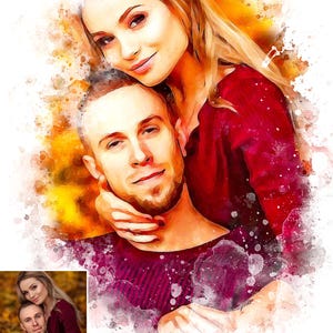 Regalo familiar personalizado, regalo para pareja, regalo personalizado / Pintura de acuarela personalizada a partir de una foto, retrato de acuarela real dibujado a mano