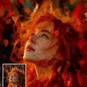 Pintura de retrato a partir de foto / Pintura digital personalizada / Pintura al óleo personalizada a partir de foto, Retrato personalizado loco dibujado a mano