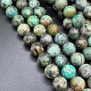 Natural African Turquoise Round Beads  (1 strand=17inch)  size 6,8 and 10 MM.