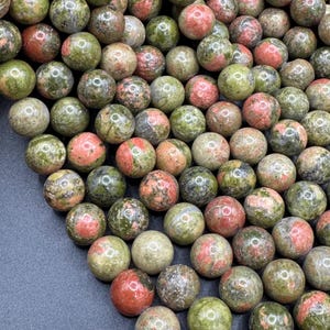 Natural Unakite  Round Beads  (1 strand=17inch)  size 6,8 and 10 MM.
