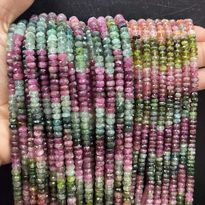 watermelon tourmaline beads 5.0-6.0 MM, 5.0-5.5 MM. multi colored tourmaline beads