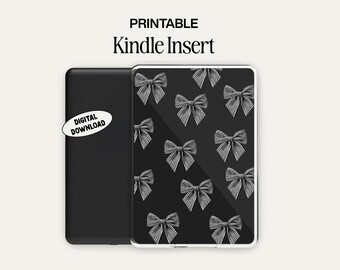 Inserto imprimible para Kindle con lazo gótico / Descarga digital de fondo de pantalla negro estilo Dark Academia