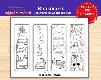 Color Your Own Bookmarks Printable Set | Kids DIY Bookmark Coloring Pages | Cute Bookmarks for Classroom, Party Favor, Homeschool Activity