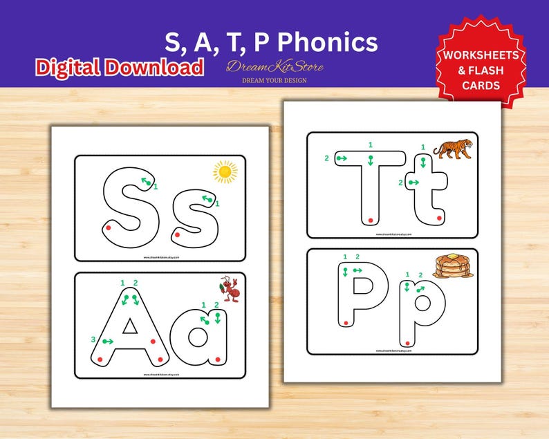 Satp Sticker SATP Phonics Worksheets | Letter Sounds, CVC Words (digital Download ...