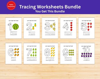 Fruit Counting Worksheet: Preschool Number Tracing (Digital Download)