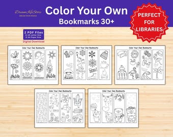 Color Your Own Bookmarks for Kids: 32 Printable Designs (PDF)