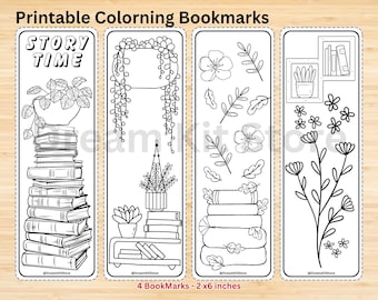 Coloring Bookmarks: Bookish Designs for Adults & Kids (Digital Download)