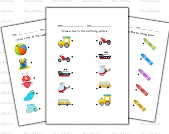 Printable Matching Worksheets, Match the Picture, Kindergarten Preschool Activity, Busy book, Educational Pages