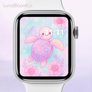 Quadrante Galaxy Turtle Watch - Sfondo di una tartaruga marina celeste per Apple Watch / Sfondo di un animale mistico dell'oceano per smartwatch / Vibrazioni kawaii della galassia