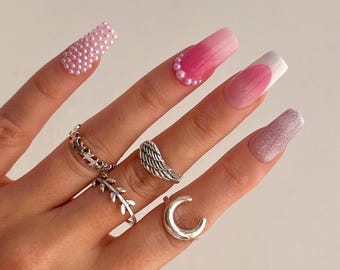 Pink Pearl Press On Nails | Coquette French Nails