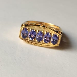 Oval Tanzanite Filigree Ring: 18K Gold Plated Sterling Silver