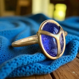 Handmade Tanzanite Ring: 925 Sterling Silver Gold Plated, December Birthstone