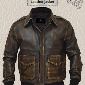 Blouson aviateur A2 en cuir effet vieilli pour homme - Blouson aviateur militaire
