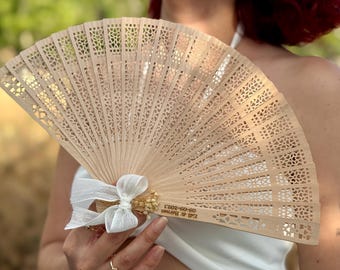 Personalized Engraved Wood Wedding Fan Gift
