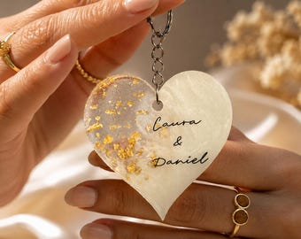 Personalized Heart Epoxy Keychain Wedding Favor