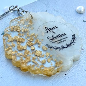 Epoxy UV Printed Handmade Personalized Wedding Name & Date Keyring Gift image 11