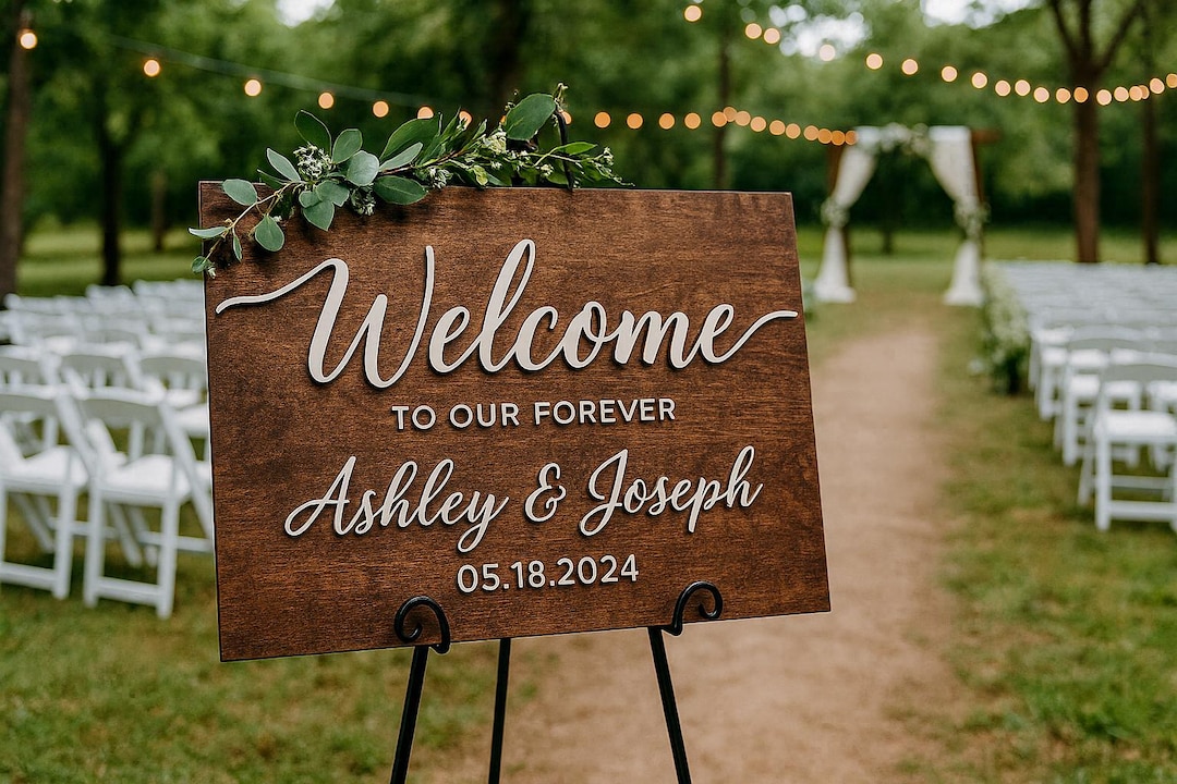 Personalized Wooden Wedding Welcome Sign, 3D Wedding Sign, Custom Name ...