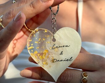 Personalized Heart Epoxy Keychain Wedding Favor