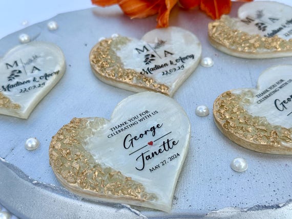 Personalized Boho Heart Wedding Magnet Favor