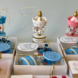 Personalized Carousel Baby Shower Favor Box, Baptism Favor, Christening Gift, Baby Girl Favor, Baby Boy Favor image 12