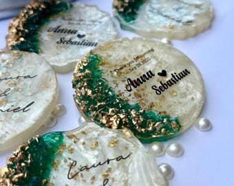 Personalized Green Epoxy Wedding Magnet Favor