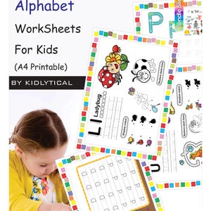 90-page ABC Practice Book for Kids | Alphabet Matching Pictures and Shadow Identical Picture Printable | Educational Preschool Activity.