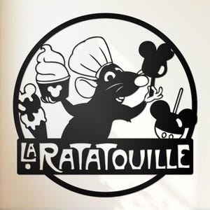 Bord keuken La Ratatouille, Remy Chef-muurdecoratie, Disney Lover Foodie-cadeau, Mickey Snack Art, leuk Frans bistro-muurbord, muurcitaten