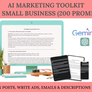 AI Marketing Toolkit for Small Business (200 Prompts) | Plan Posts, Write Ads, Emails & Descriptions Fast