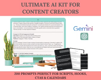 Ultieme AI-kit voor contentmakers | 200 prompts, perfect voor scripts, haken, CTA's en kalenders