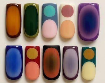 Mid-Century Abstract Geometric Overlapping Circles Retro Aura Jelly Art Square Nails