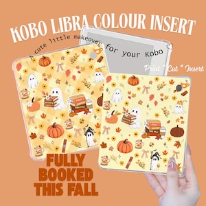 Kobo Libra カラーインサート | 秋のKobo用インサート | 秋の読書用電子書籍リーダー用インサート | かわいいKoboケース用インサート | デジタルダウンロード