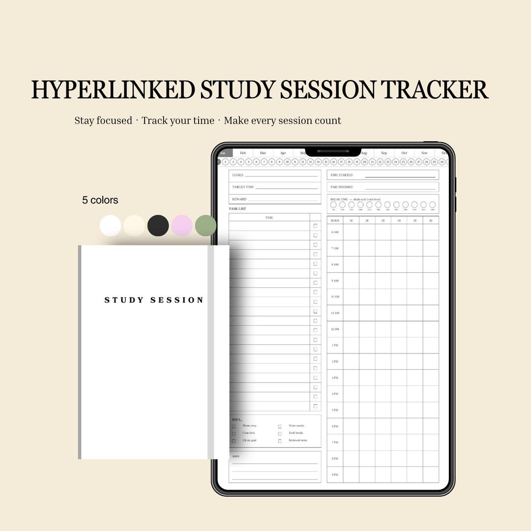 Hyperliked Study Planner | Printable | Daily Study Session Tracker PDF ...