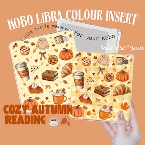 Kobo Libra カラーインサート | 秋のKobo用インサート | 秋の読書用電子書籍リーダー用インサート | かわいいKoboケース用インサート | デジタルダウンロード