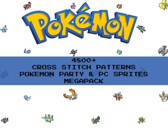 Más de 4800 patrones / Megapack de sprites de Pokémon Party y PC / Punto de cruz / Descargas digitales