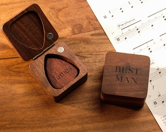 Caja de púas de guitarra de madera personalizadas, púa de guitarra a medida, regalos de San Valentín, regalo del Día del Padre