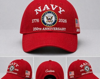 Gorra personalizada para veterano de la Marina, regalo para papá, gorra militar para esposo, gorra patriótica con nombre personalizado, regalo del Día del Padre para papá de la Marina.