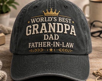 Gorro bordado para abuelo, gorra para el mejor abuelo, papá o suegro del mundo, regalo del Día del Padre, regalo de cumpleaños para el abuelo, regalo familiar