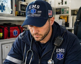 Gorra de paramédico personalizada, gorra de paramédico con nombre personalizado, regalo para personal de primeros auxilios, gorra de béisbol de paramédico para hombre, regalo para trabajadores de emergencias médicas