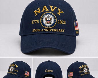 Gorra personalizada para veterano de la Marina, regalo para papá, gorra militar para esposo, gorra patriótica con nombre personalizado, regalo del Día del Padre para papá de la Marina.