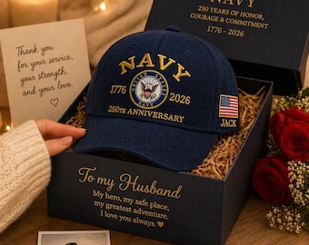 Gorra personalizada bordada para aniversario de la Marina, gorra personalizada de inspiración militar, regalo patriótico, gorra de béisbol con bandera y nombre