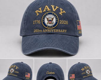 Gorra personalizada para veterano de la Marina, regalo para papá, gorra militar para esposo, gorra patriótica con nombre personalizado, regalo del Día del Padre para papá de la Marina.