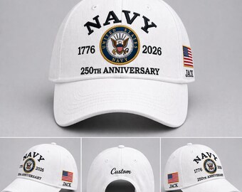 Gorra personalizada para veterano de la Marina, regalo para papá, gorra militar para esposo, gorra patriótica con nombre personalizado, regalo del Día del Padre para papá de la Marina.