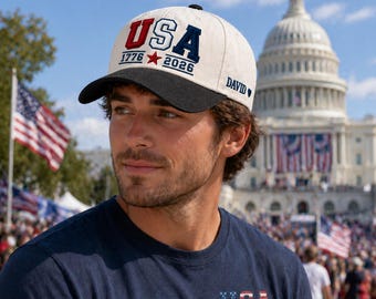 Gorra USA 1776 2026 con nombre personalizado, gorra de béisbol patriótica, gorra del 250 aniversario de Estados Unidos, regalo del 4 de julio, gorra bordada personalizada
